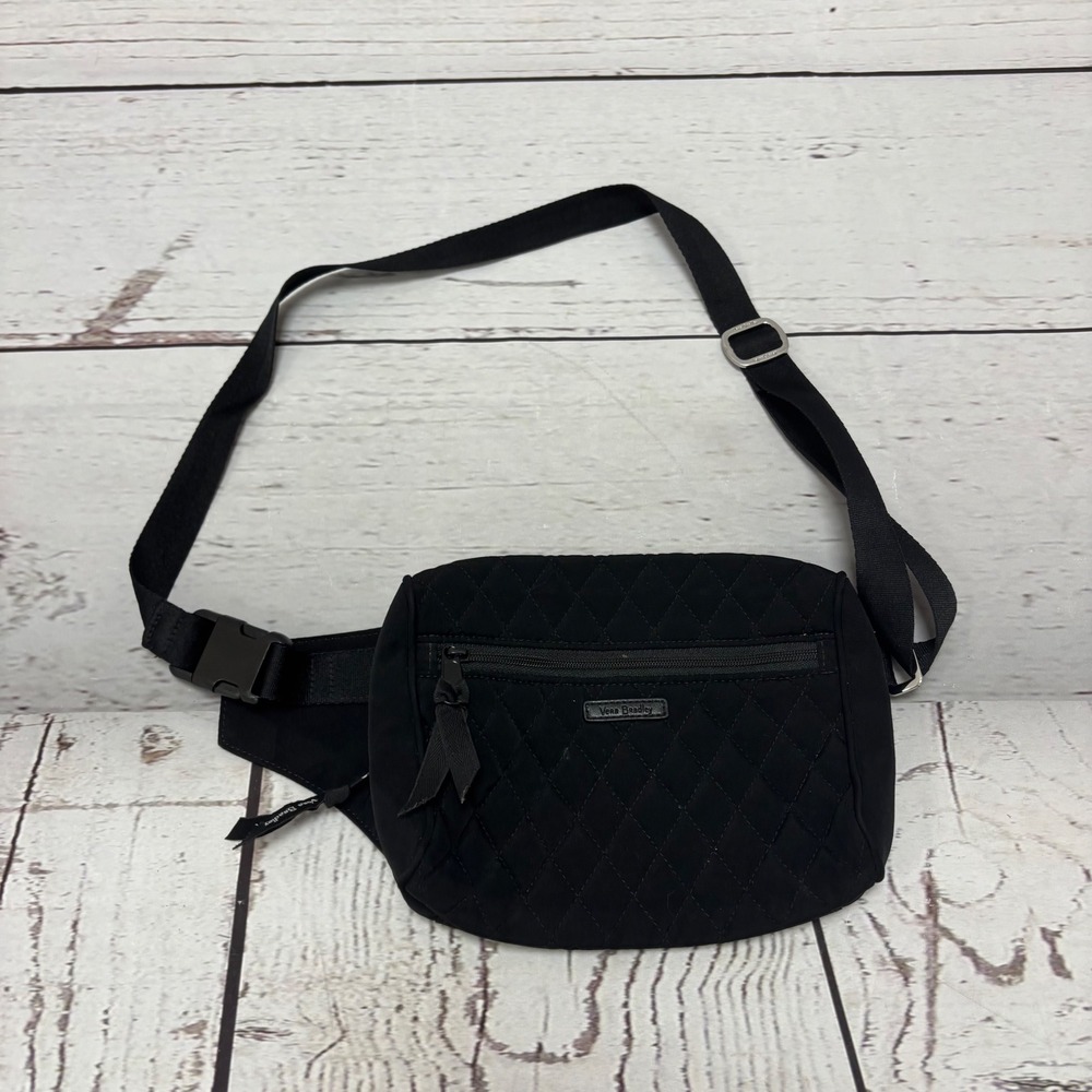 Vera Bradley Black Quilted Microfiber Belt Bag Waist Pack Crossbody Fanny Pack